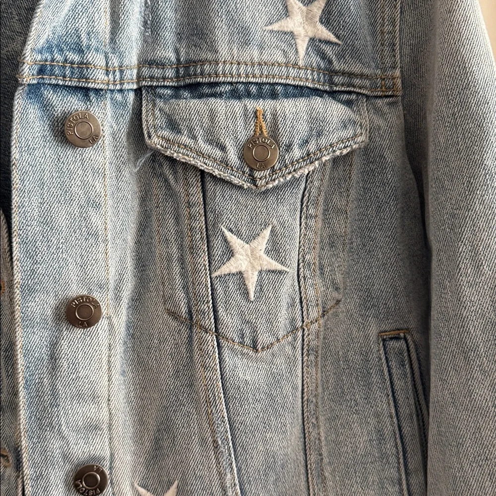 Pistola Star-Patterned Jean Jacket - Light Blue - Picture 4 of 4